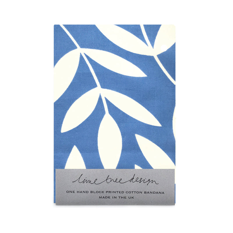 Single Cotton Bandana: Large Leaf Blue - Unit of 4