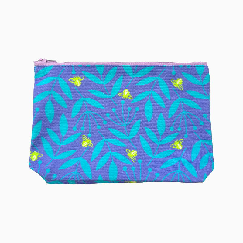 NEW  Cosmetic Bag: Foliage & Bee Blue/Lime - Unit of 2