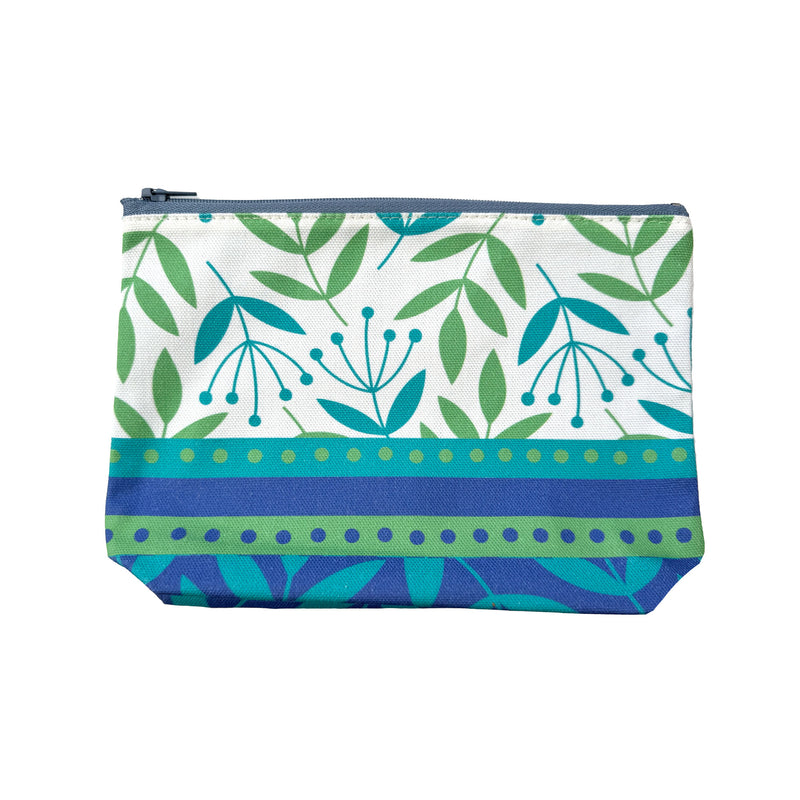 NEW Cosmetic Bag: Summer Border Green/Turquoise - Unit of 2