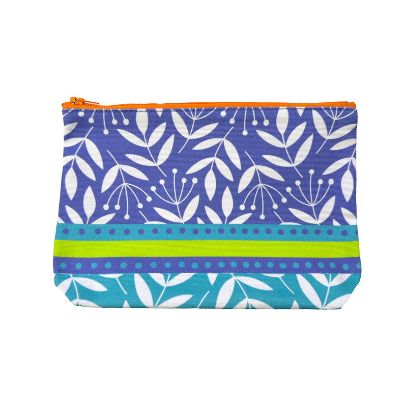 NEW Cosmetic Bag: Summer Border Blue/Lime - Unit of 2