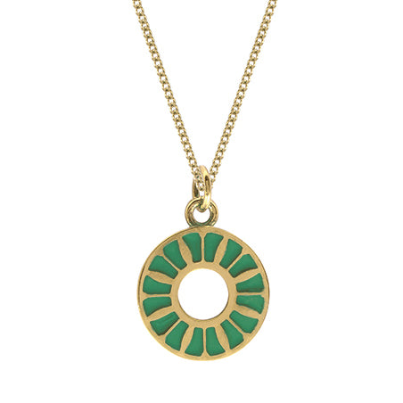 Enamel Gold Vermeil Flower Ring Necklace: Green