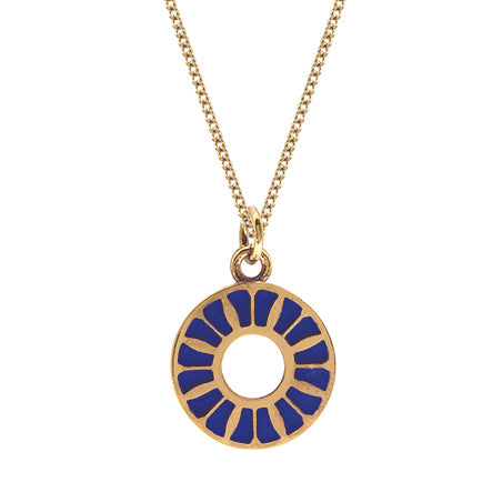 Enamel Gold Vermeil Flower Ring Necklace: Navy