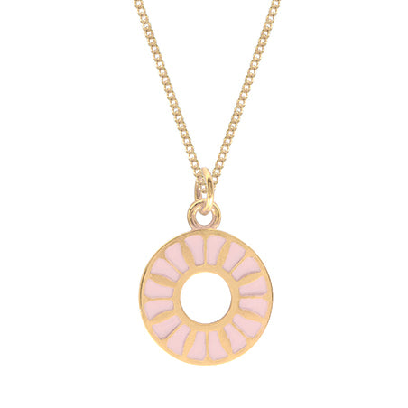 Enamel Gold Vermeil Flower Ring Necklace: Powder Pink