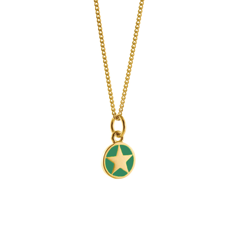 Mini Enamel Star Pendant Gold Vermeil: Green