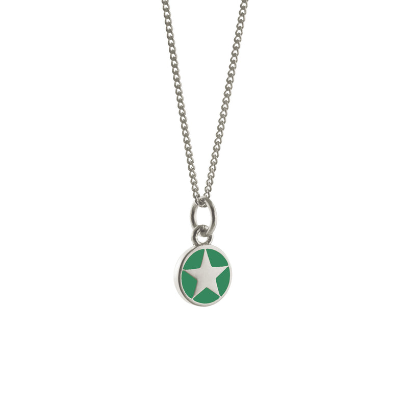 Mini Enamel Star Pendant Silver: Green