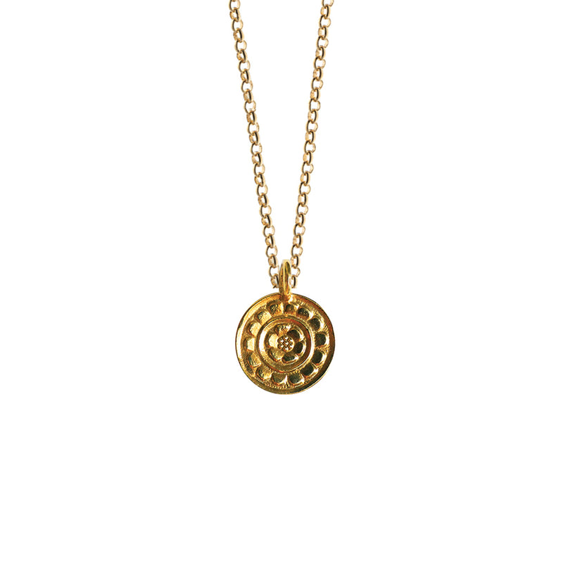Tiny Jaipur Amulet Forget Me Not Gold Necklace