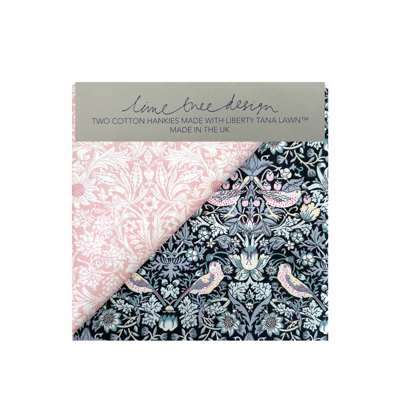 NEW - 2 Hankies made with Liberty Tana Lawn in Cello: Greys