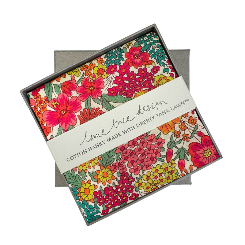 NEW Single Boxed Hanky made with Liberty Tana Lawn Margaret Annie Bright - Unit of 3