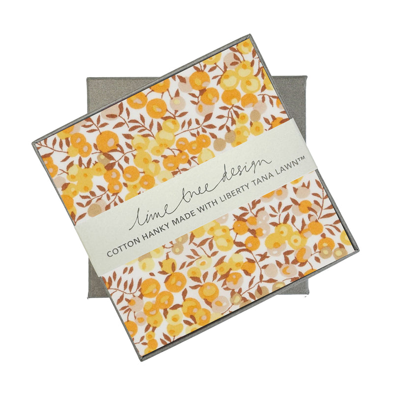 NEW Single Boxed Hanky made with Liberty Tana Lawn Yellow Wiltshire - Unit of 3