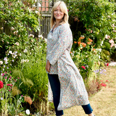 NEW Long Kimono Robe Grey Betsy - Made with Liberty Fabric in the UK