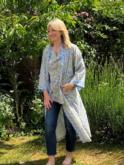 NEW Long Kimono Robe: Pastel Margaret Annie - Made with Liberty Fabric in the UK