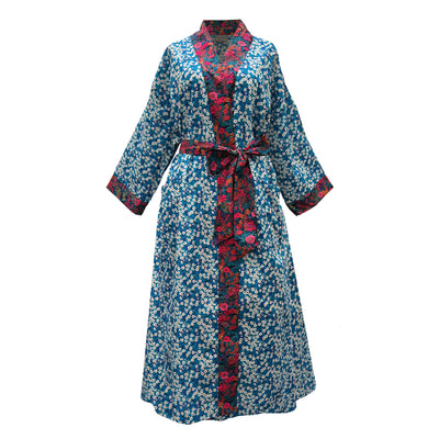 NEW Long Kimono Robe Teal Mitsi - Made with Liberty Fabric in the UK