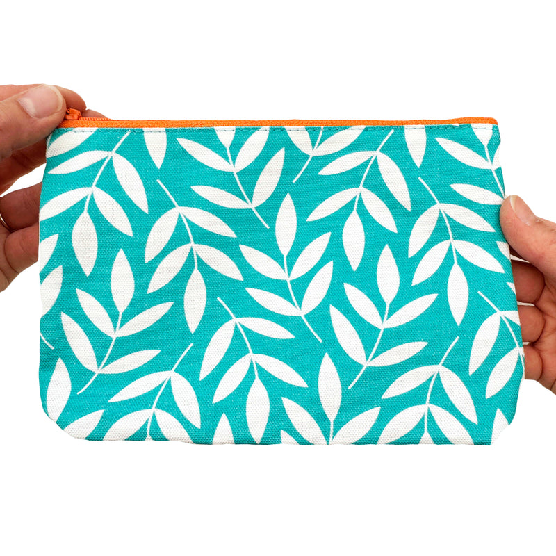 NEW  Cosmetic Bag: Turquoise Leaf - Unit of 2