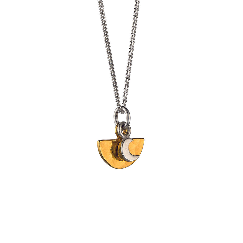 Mini Hammered Semi-Circle in Gold Vermeil with Mini Moon Necklace