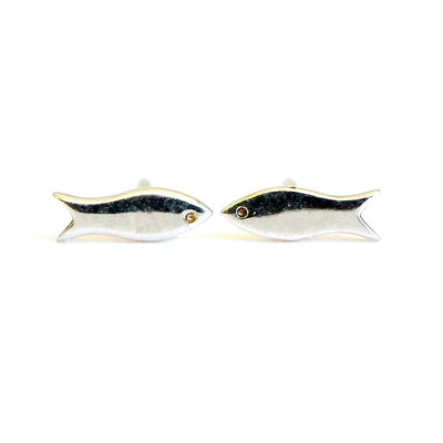 Mini Fish Stud Earrings Silver or Gold Vermeil