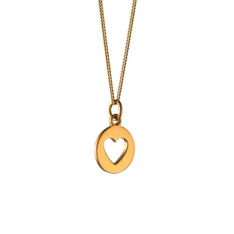 Small Silhouette Necklace with Cut-out Heart: Gold Vermeil