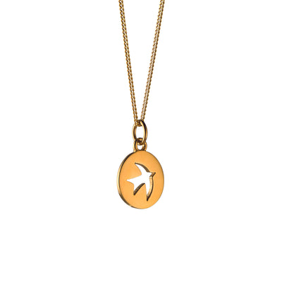 Small Silhouette Necklace with Cut-out Swallow: Gold Vermeil