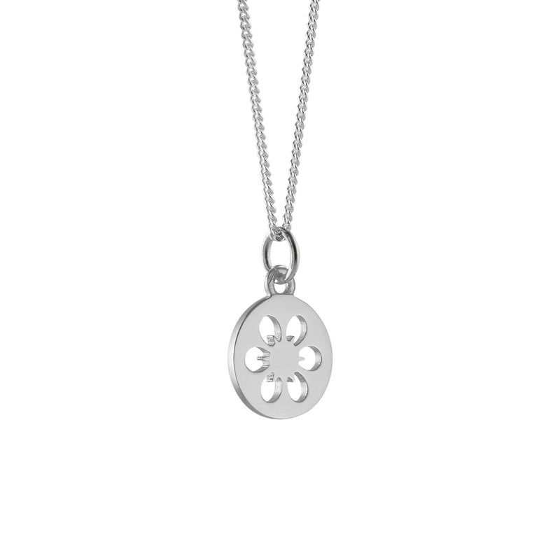 Small Silhouette Necklace with Cut-out Flower: Hammered Sterling Silver