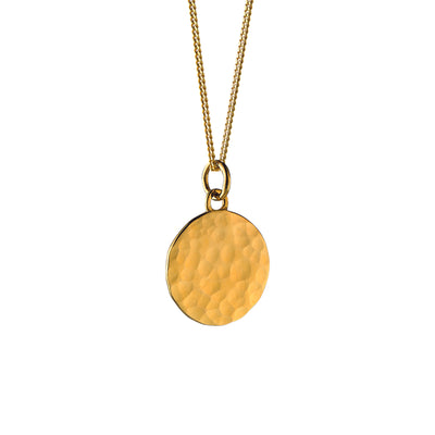 17mm Hammered Disc Gold Necklace