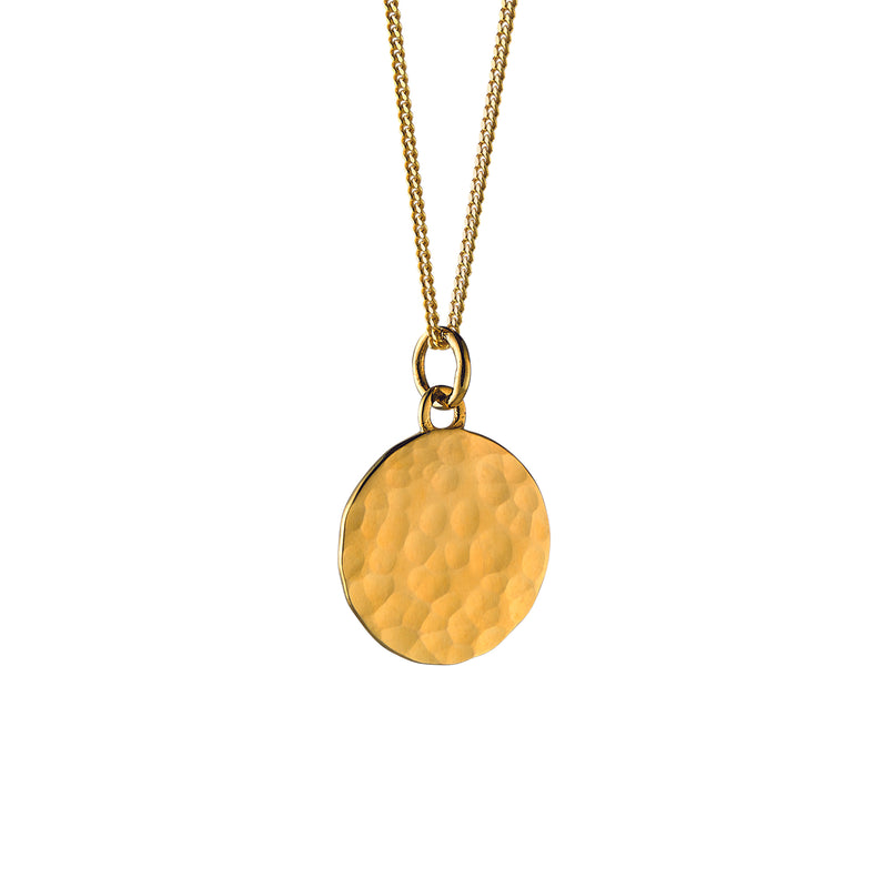 17mm Hammered Disc Gold Necklace