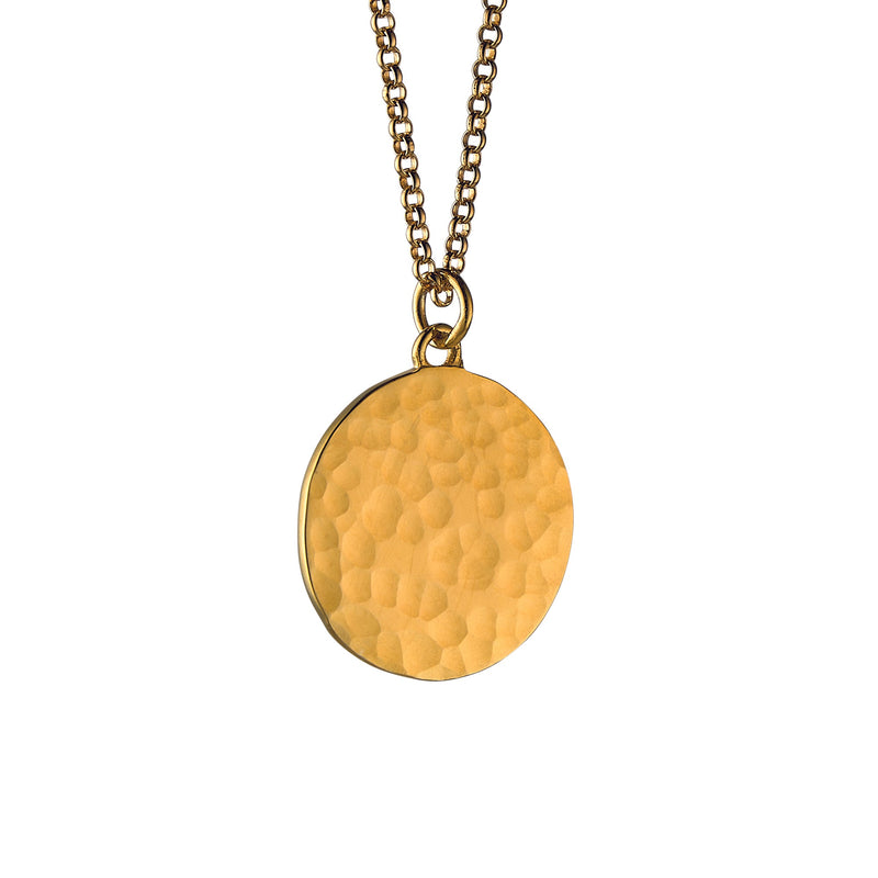 20mm Hammered Disc Heavy Gold Vermeil Necklace