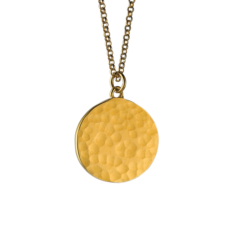 20mm Hammered Disc Heavy Gold Vermeil Necklace
