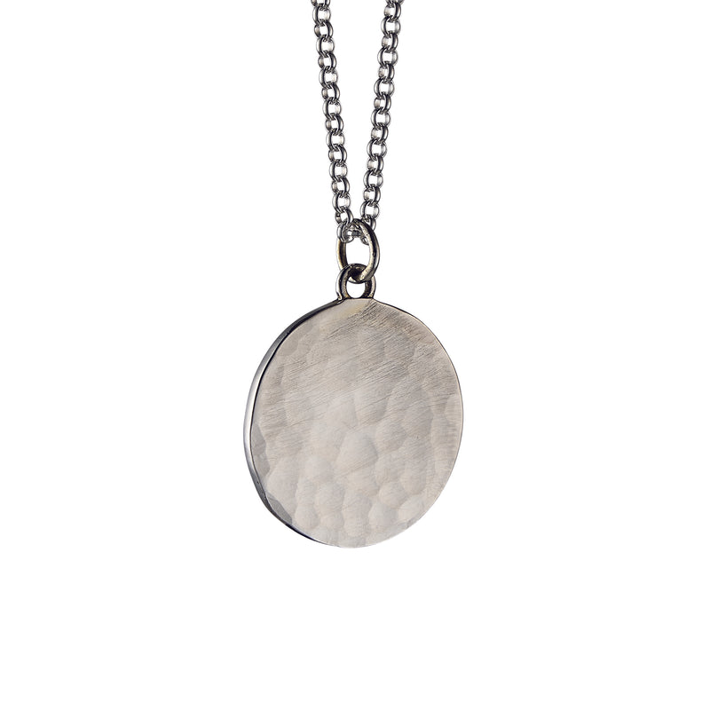 Hammered Silver 20mm Disc Necklace