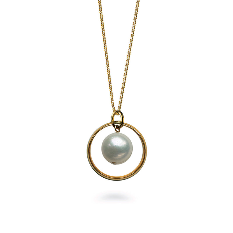 Gold Vermeil Ring Necklace with Pearl