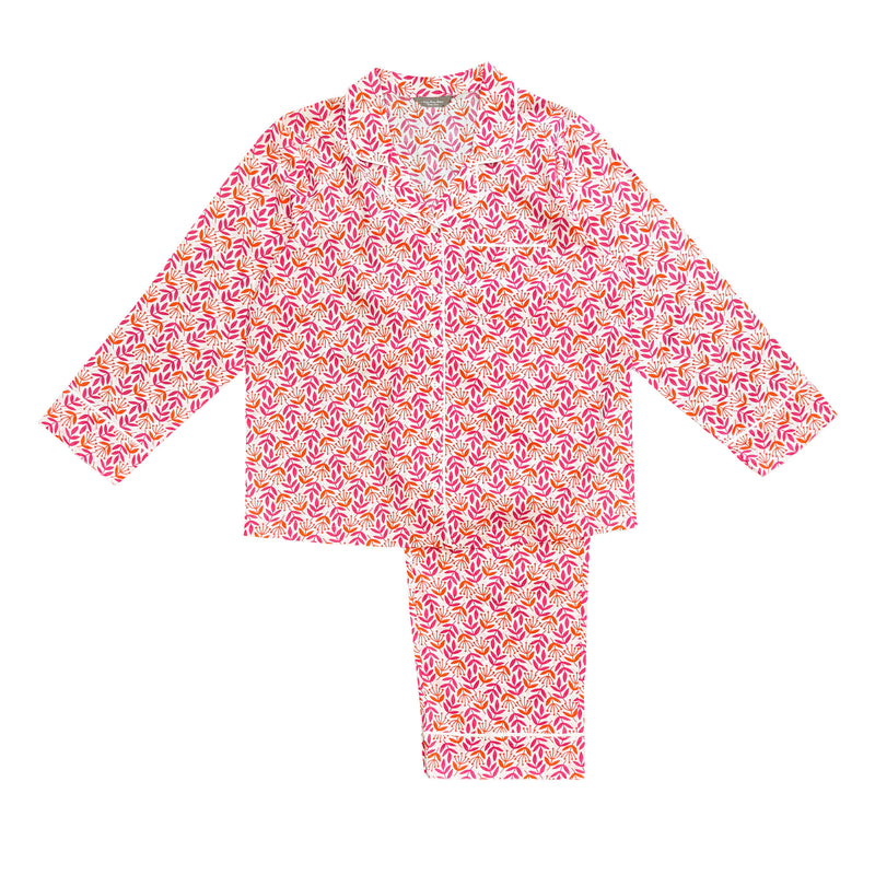 Leaf & Bud, Magenta & Orange Cotton Pyjamas - New Version