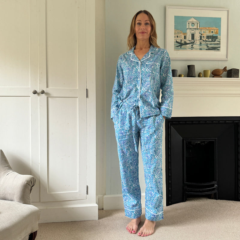 New Jaipur Blue & Turquoise Cotton Pyjamas