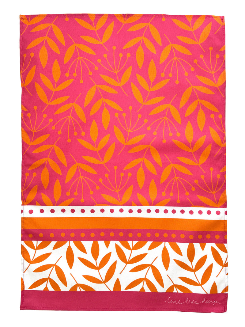 NEW Tea Towel: Summer Border Magenta/Orange - Unit of 4