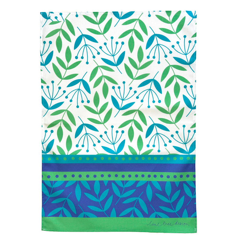 NEW Tea Towel: Summer Border Green/Turquoise -  Unit of 4