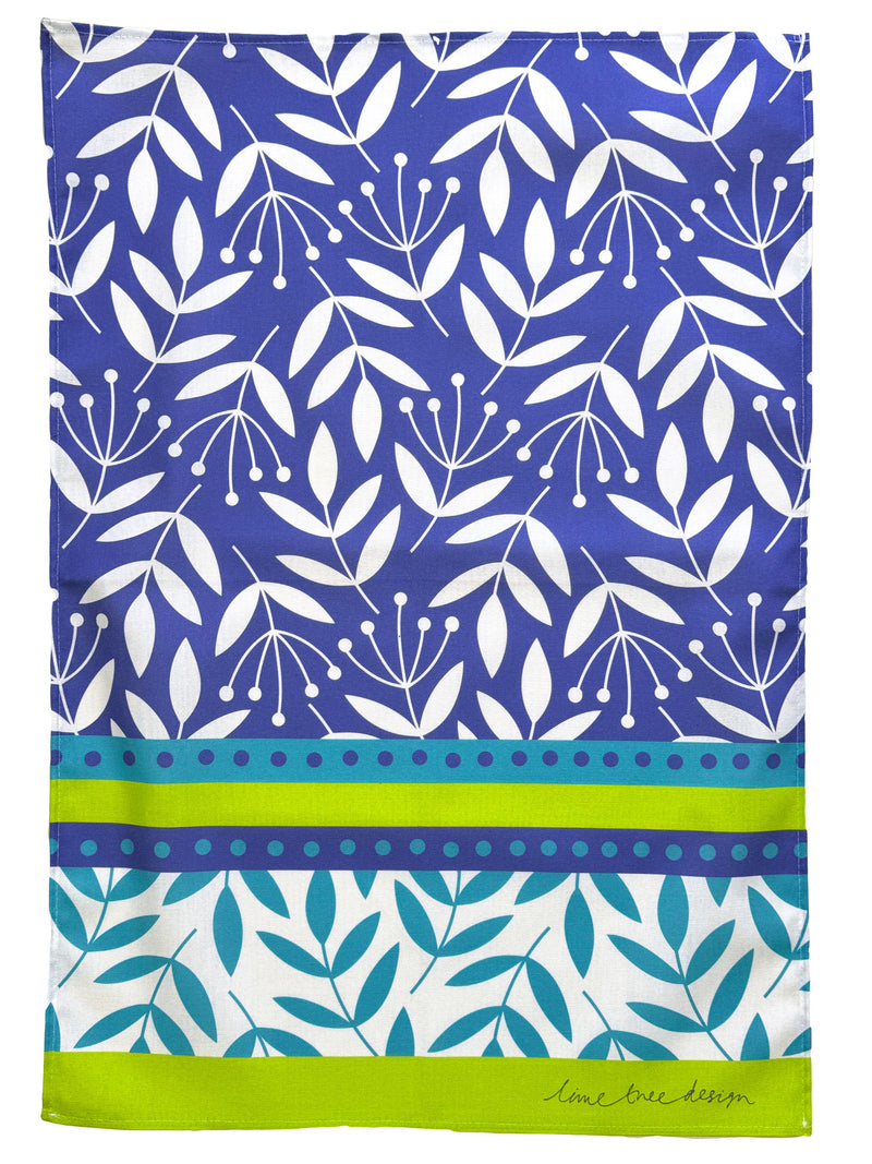 NEW Tea Towel: Summer Border Blue/Lime - Unit of 4