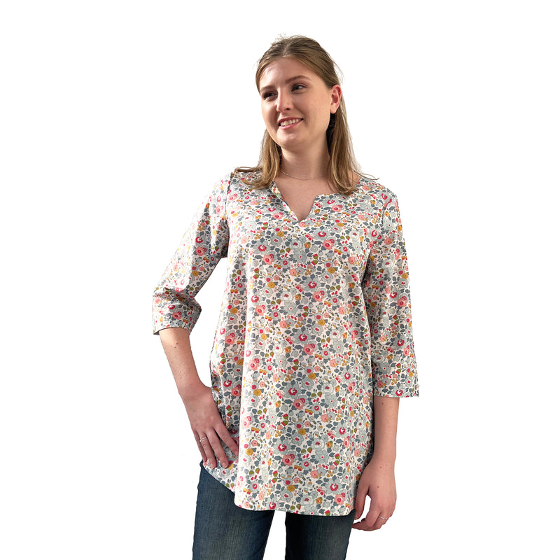Tunic made with Liberty Fabric: Grey Betsy
