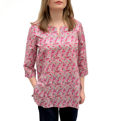 Tunic made with Liberty Fabric: Pink Poppy Forest