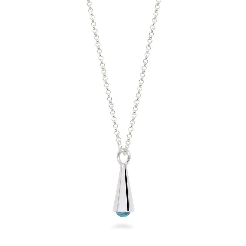 Silver Cone with Inset Birthstone Pendant Necklace