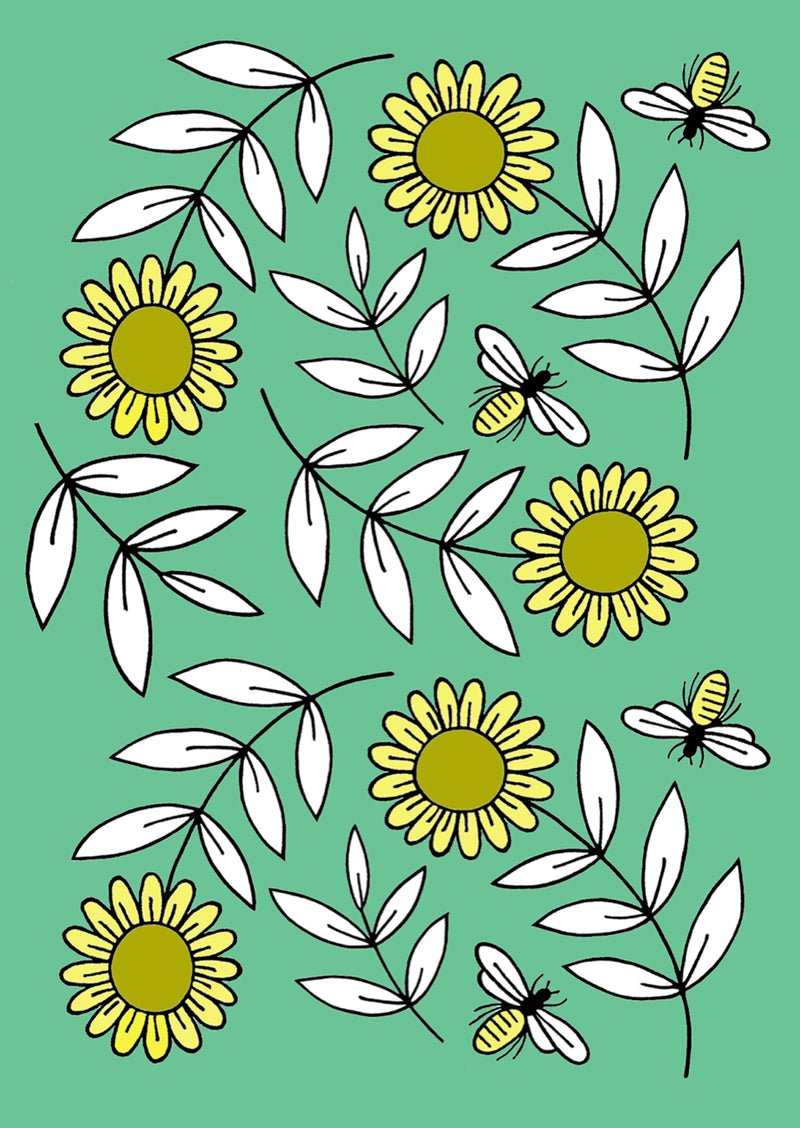 Greetings Card: Flowers & Bees - Unit of 6