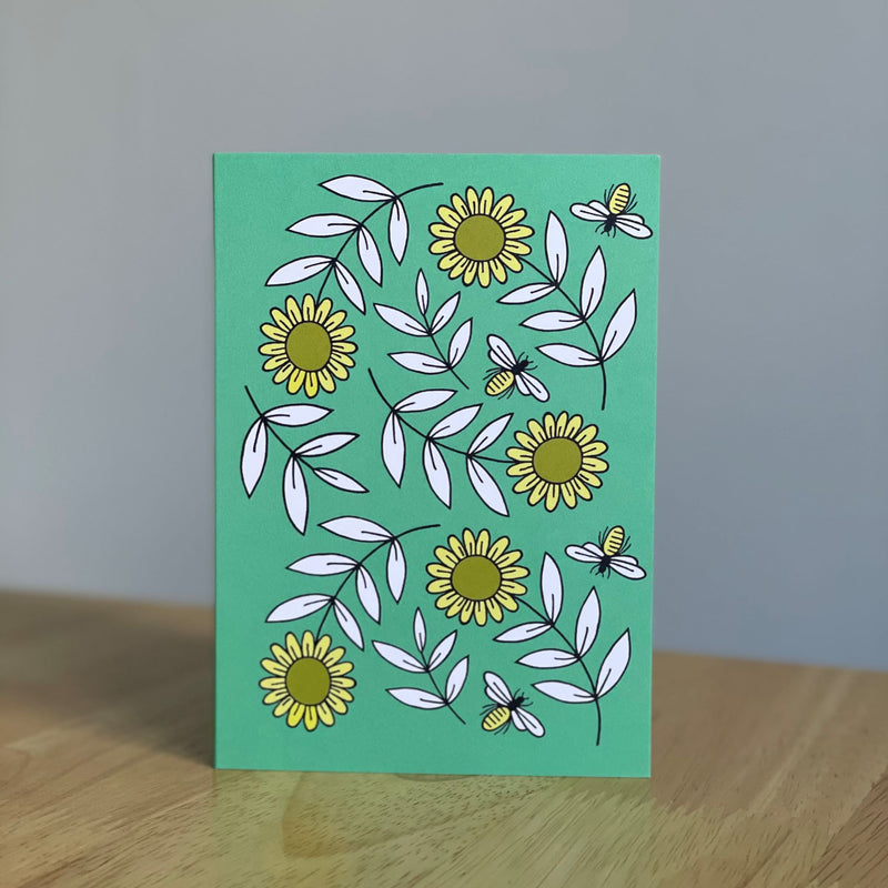 Greetings Card: Flowers & Bees - Unit of 6