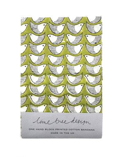Single Block Print Bandana: Olive Birds - Unit of 4