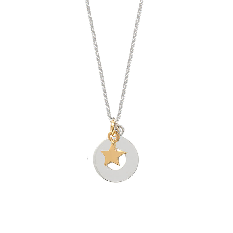 Silver Circle and Gold Star Necklace