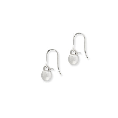 Tiny Apple Hook Earrings Silver