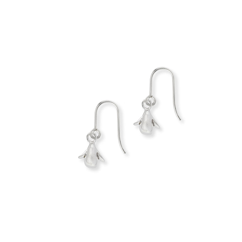 Tiny Penguin Hook Earrings Silver