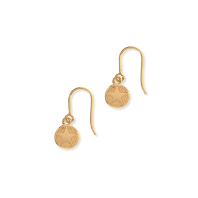 Gold Vermeil Hook Earrings: Mini Star Medallion