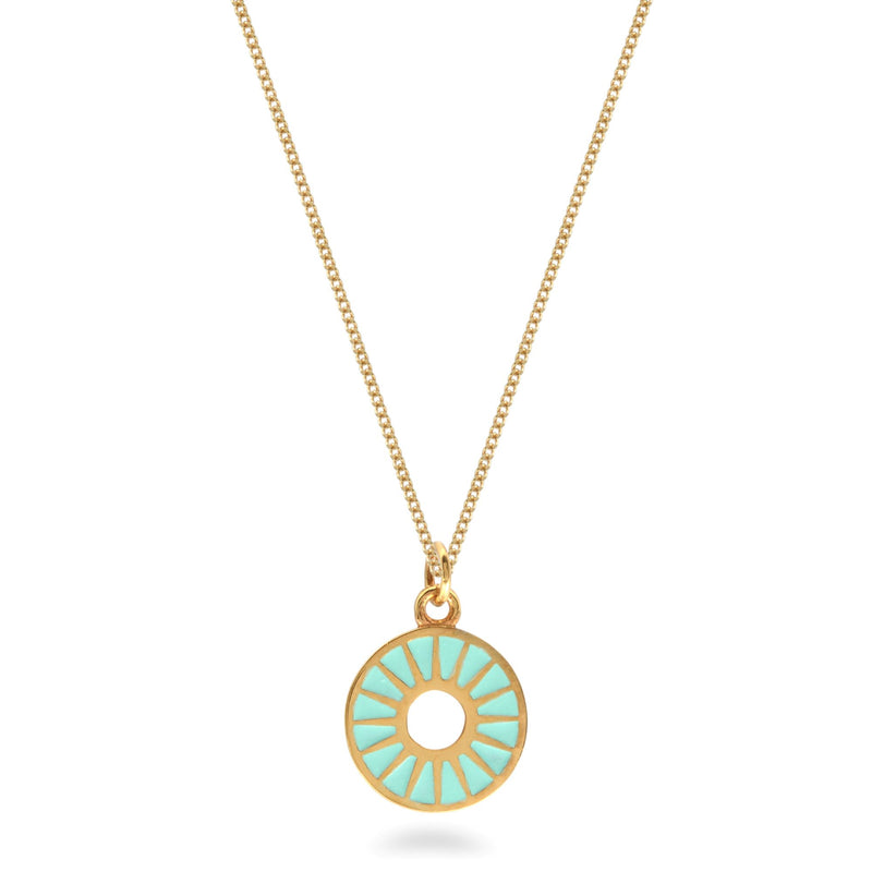 Enamel Gold Vermeil Sunburst Ring Necklace: Jade