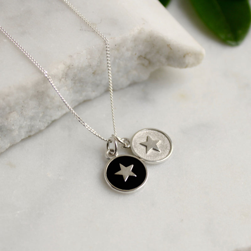 Silver Medallion Necklace with Inset Star