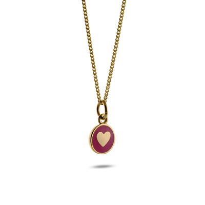 Mini Enamel Heart Pendant Gold Vermeil: Cherry Red
