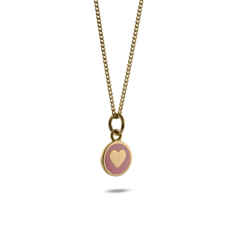 Mini Enamel Heart Pendant Gold Vermeil: Powder Pink
