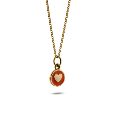 Mini Enamel Heart Pendant Gold Vermeil: Orange