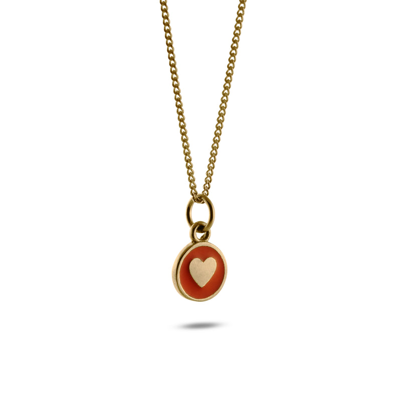 Mini Enamel Heart Pendant Gold Vermeil: Orange