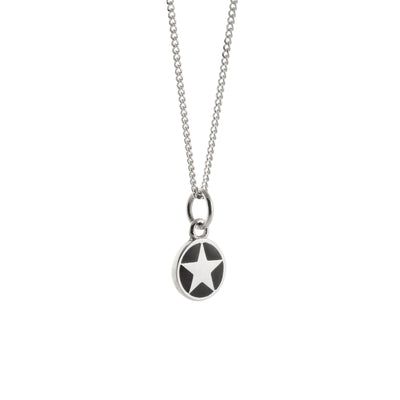 Mini Enamel Star Pendant Silver: Black